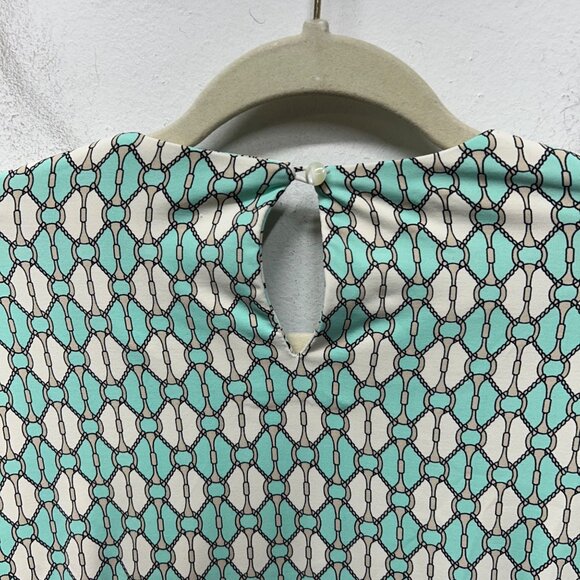 J. McLaughlin Green & Beige Chain Print Dress With Pockets Nylon/Spandex L - Picture 5 of 9